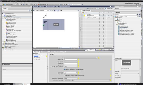 PROFIsafe 및 PROFINET 11.4.10 안전모듈설정 Ä 장치개요탭에서 [M1] 안전신호모듈을선택하십시오. Ä 속성 > 일반 > PROFIsafe 에서 PROFIsafe 파라미터를설정하십시오. PROFIsafe 파라미터는황색으로표시되어있습니다.