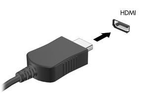 비디오또는오디오장치를 HDMI 포트에연결하려면다음과같이하십시오. 1. HDMI 케이블의한쪽끝을컴퓨터의 HDMI 포트에연결합니다. 2. 케이블의다른한쪽끝을장치제조업체의지침에따라비디오장치에연결합니다. 3. 컴퓨터에연결된디스플레이장치간에이미지를전환하려면 fn+f4 를누릅니다.