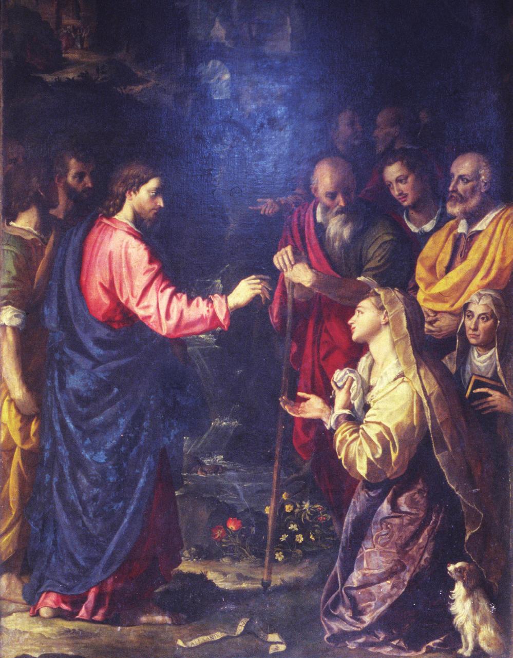 kr 그리스도와 가나안 부인(1590), 알레산드로 알로리(Alessandro Allori), 이태리 피렌체, 산 죠반니노 성당. 아, 여인아! 네 믿음이 참으로 크구나.