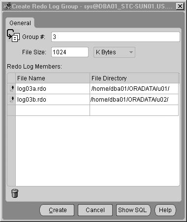 ( ) Oracle Enterprise Manager를사용하여리두로그파일그룹및멤버추가 OEM Console에서다음작업을수행합니다. 1. Databases > Storage로이동합니다. 2. Redo Log Groups 폴더를누릅니다. 3.