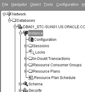 Database Resource Manager Oracle Enterprise Manager를사용하여 Resource Manager 설정 OEM Console에서다음작업을수행합니다. Databases > Instance로이동합니다.