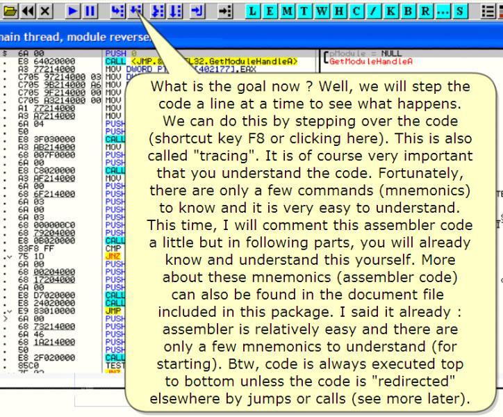 Well, we will step the code a line at a time to see what happens. We can do this by stepping over the code(shortcut key F8 or clicking here). 이제목표가무엇이냐? 우리는 code를한번에한줄씩넘길수있다. 무슨일이일어나는지봐라.