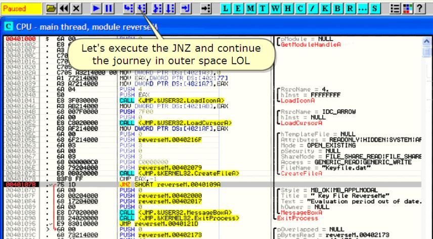 It's easy for later to remember where we will need to make changes. Set a BP by pressing F2 or by doubleclicking the opcodes. 그러나먼저다른방법을사용하겠다.