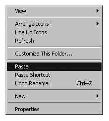 4 [My Documents](Windows Vista의경우 : [Documents]) 폴더를더블클릭하십시오. 그리고나서 "My Documents" 를오른쪽클릭해서메뉴를표시한다음에 [Paste] 를클릭하십시오.
