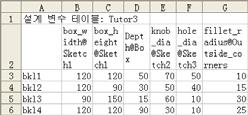 8 8 장 : 설계변수테이블 이단원의목표 다음과같은 Tutor1 의설정을생성하는설계변수테이블을만듭니다. 이단원을시작하기전에 설계변수테이블을사용하려면 Microsoft Excel 응용프로그램이필요합니다. 강의실 / 실습실컴퓨터에 Microsoft Excel 이설치되어있는지확인합니다.
