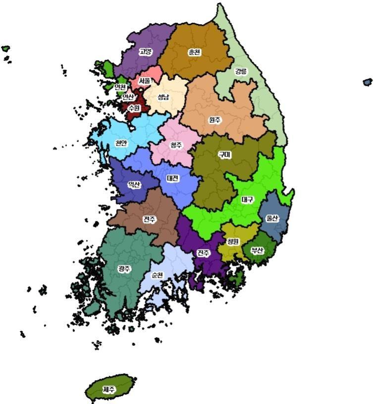 1962016 년의료취약지모니터링연구결과보고서 그림 112 NICU 진료권분석결과 수요대비공급기준 -수요: 인구수 (0 9 세