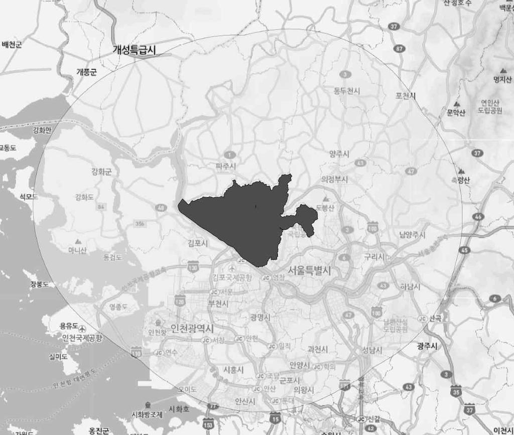 30km 범위자료 : 네이버지도, http://map.naver.com(2017.