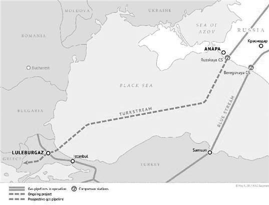 그림 3) 투르크스트림 출처 : https://www.rt.com/business/387528-gazprom-turkish-stream-start-construction/ 악큐유 (Akkuyu) 핵발전소건립프로젝트또한터키와러시아간에진행된대표적인사업이다.