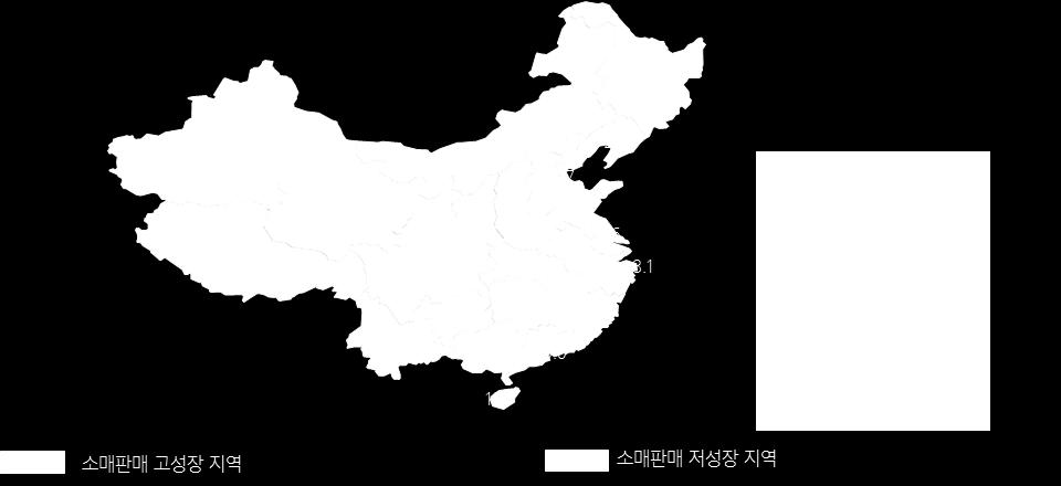 이미시작된 3 급지이하의소비굴기 217 년소매판매증가율상위지역 : 중서부, 남부지역으로... 중국 217 년성시별소매판매성장률 Top-5: (1) 티벳 (13.9%), (2) 후난 (12.3%), (3) 윈난 (12.