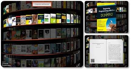 [ 그림 ] WebGL' 기반 Google 'Bookcase' 출처 : www.chromeexperiments.