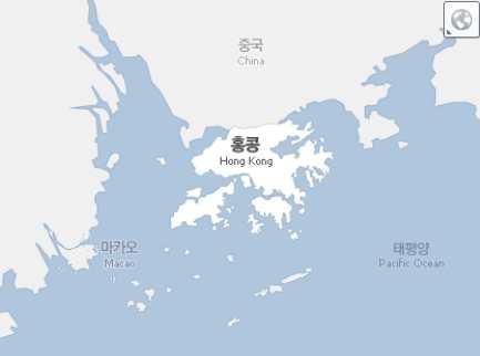 3. 홍콩 국명 중화인민국공화국홍콩특별행정구 -The Government of the Hong Kong Special Administrative Region of the People s Republic of China - 中華人民共和國香港特別行政區政府 위치 중국, 광동성동남해안, 주강입구동쪽 면적 1,106km2 ( 서울 1.