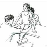 몸통자세지지 ( 필요한경우 ): 골반의경우와마찬가지로사용자의몸통이중립적인앉는자세가아니라면, 손을사용하여자세지지를제공해야합니다.