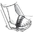 발꿈치뒤로감싸는발스트랩 (foot straps-behind the heel) 발꿈치뒤로감싸는발스트랩은발이뒤로미끄러지지않게해줍니다.