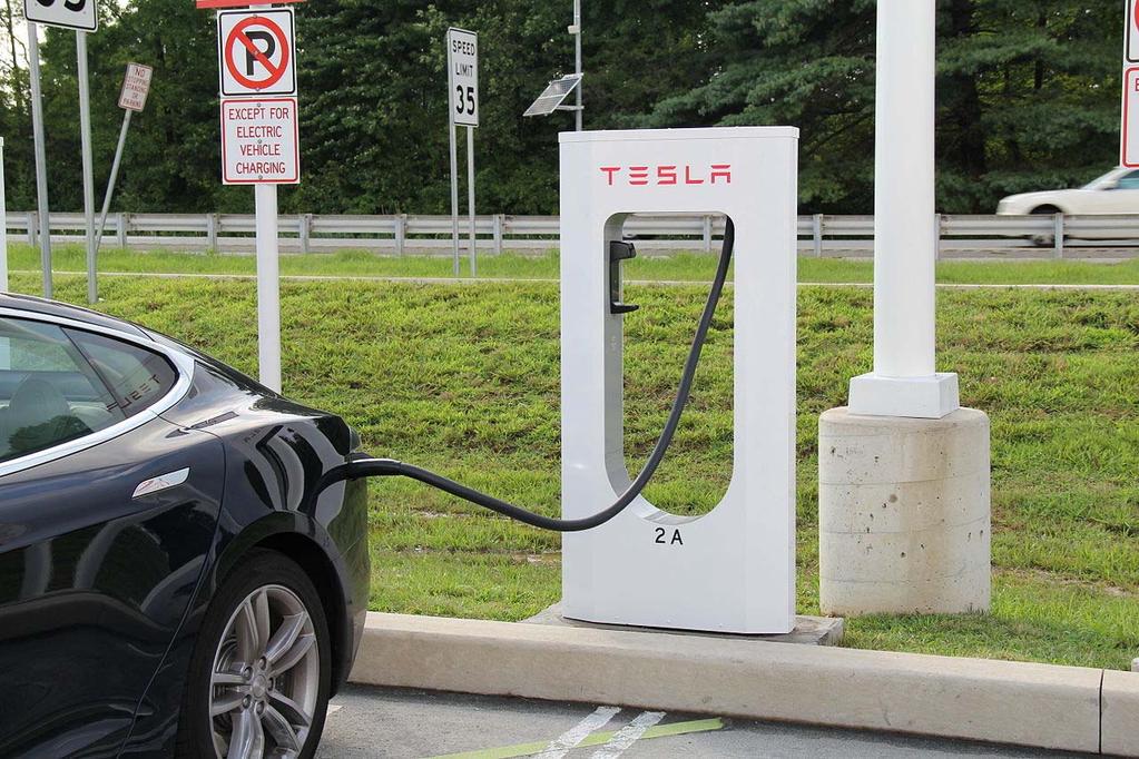 Tesla Model S charging at