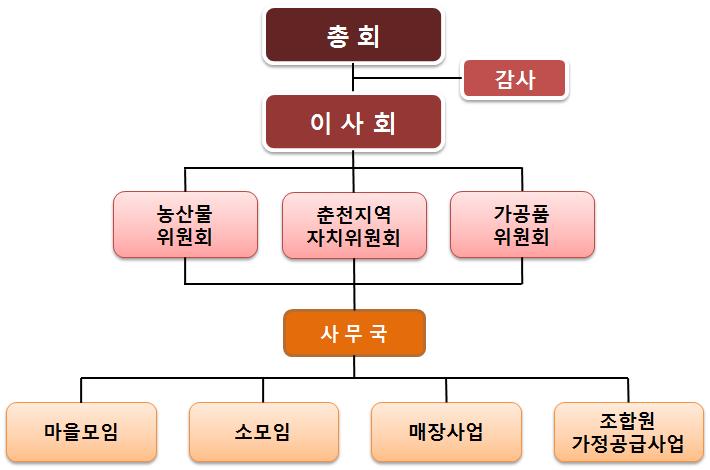 Ⅵ. 유형별여성친화적협동조합사례 261 출처 : 원주한살림협동조합내부자료를참고로작성 [ 그림 Ⅵ-10] 원주한살림조직도