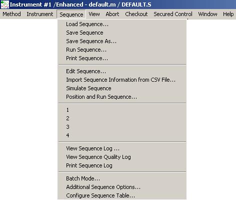6.3 Sequence menu Edit Sequence Type Vial Type : Sample, Blank, Calibration 등알맞은것으로선택. Vial : Auto sampler tray 에서해당되는위치의 number 를적는다. Sample Sample : Sample 의이름을넣는곳으로반드시입력할필요는없다.
