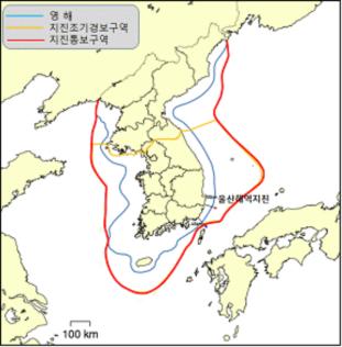 지진조기경보구역밖에있는북한지역과쓰시마섬인근해역에서지진조기경보발령기준이상의지진이발생할때지진의규모와발생위치에따라국내 ( 남한지역 ) 에전달될것으로예상되는진도 95) 를바탕으로국내에미치는영향을분석한결과에따르면휴전선인근에 94) 규모 3.