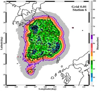 [ 그림 30] 지진관측망조밀도분석 ( 유관기관관측자료활용 ) 자료 : 기상청제출자료 ( 가 ) 유관기관 (2016. 12.