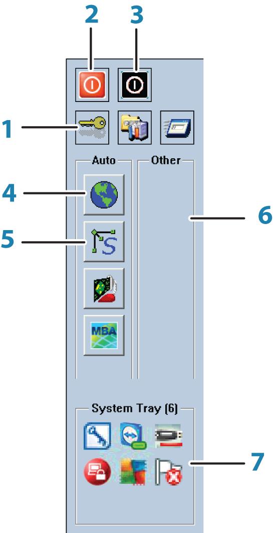 2 시스템구성요소 소프트웨어구성요소 Application manager Application manager 는 ECDIS 컴퓨터에기본적으로설치되는 Windows 셸입니다. 이를통해사용자는시작메뉴, 작업표시줄, 시스템트레이를관리하고액세스권한을얻을수있습니다.