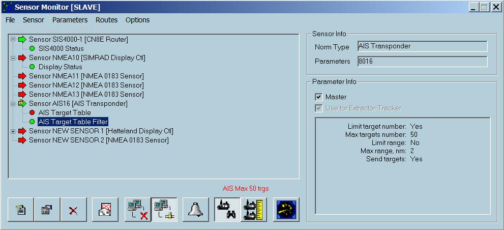 센서모니터센서모니터는 ECDIS900 시스템을인터페이스하는 I/O 소프트웨어애플리케이션입니다. GPS, 자이로, 레이더및기타내비게이션센서와참조시스템같은외부장치를링크하고관리하는데사용됩니다. 사용자는직렬, 이더넷또는 NMEA0183 통신포트를통해연결된내비게이션장치의데이터를관리할수있습니다. 센서모니터는 ECDIS900 시스템의설치프로세스중에구성됩니다.