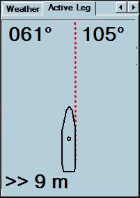 Active leg 창이옵션은계획된경로를정밀하게따라가야하는좁은수로를항해하는동안항해사에게도움을줄목적으로설계되었습니다. 선박치수에따라 3500 10000 의척도를사용하여활성구간및선회곡선과함께창가운데에선박모양이표시됩니다. 그림은구간방위방향입니다.