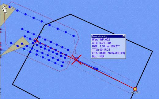 ECDIS900 에서동일한활성경로를표시하는것이중요합니다. 활성측량라인은 ECDIS900 의내비게이터로수동으로선택해야합니다.