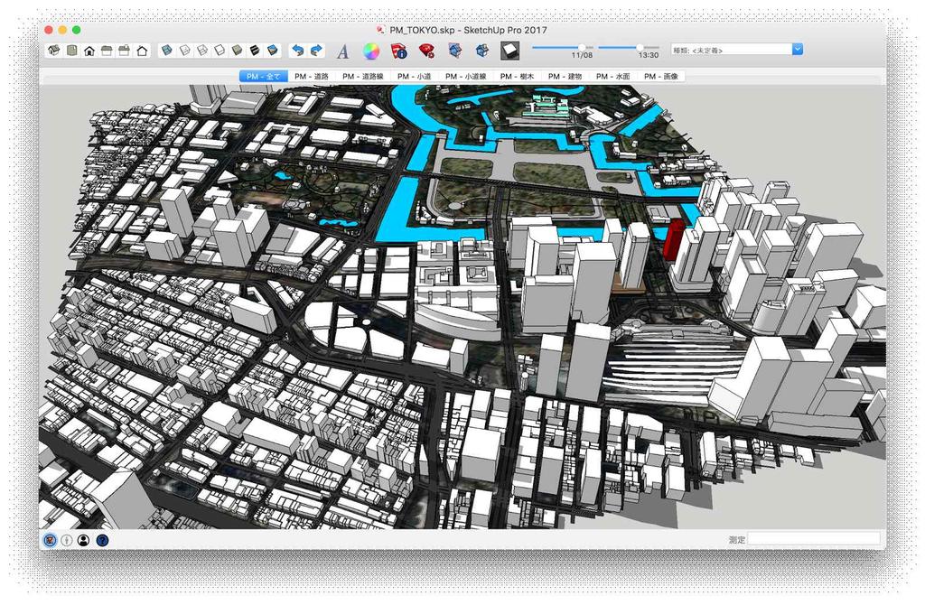 또한스케치업에서는유료플러그인들도제공하는데, 플레이스메이커 48) (placemaker) 라는플러그인을사용하면전세계유명도시들을스케치업 3D 모델로불러와서다양한각도와효과를적용하여만들어낼수있다. 도시특정구역만을보여준다던지, 실제도시의고해상도사진이미지를제공한다던지, 도로와경로를정교하게표현하는기능까지제공하기때문에정교하고다양한배경을원하는웹툰작가들에게많이사용되고있다.