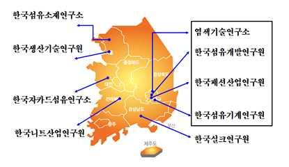 (3) 섬유관련연구소가집적되어연구개발환경이우수 대구경북에는한국섬유개발연구원 한국섬유기계연구원 염색기술연 구소 한국패션산업연구원등 개의섬유관련국책연구소 가소재하 여중소기업지원연구개발환경이우수 참고 대구경북주요섬유관련연구기관현황참조 현재이들 개연구소 지역기업등이컨소시엄을구성하여대구에서는 슈퍼섬유제품개발프로젝트를