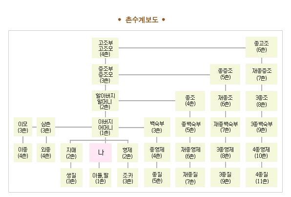 2) 친족의범위 * 친족관계는시대와사회에따라다름. * 우리나라친족범위에대한규정과친족관계는조선사대가족제도의영향을많이받음 - 공동의성을사용하는남자자손만이포함되는부계중심체계 - 1991년가족법개정전까지만하여도남성을중심으로 8촌이내부계혈족, 4촌이내모계혈족, 배우자의부모즉 * 장인과장모, 그리고배우자가법적으로인정되는친족이었음.