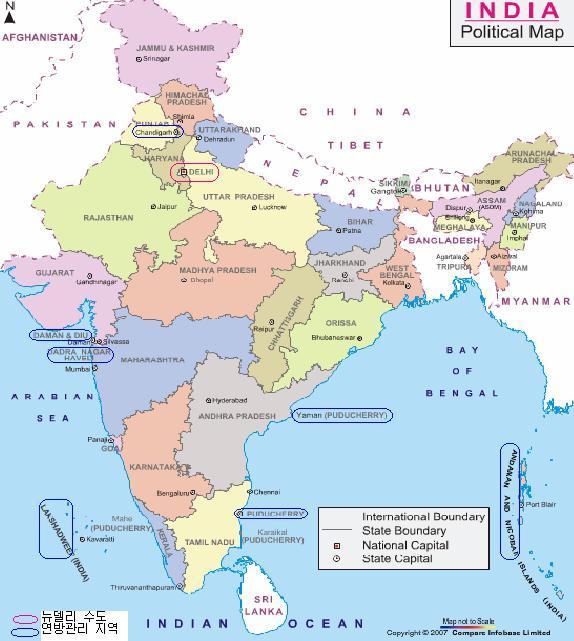 1. 국가개황 국가개황 인도행정지도 수도 : 뉴델리 (New Delhi) 공용어 : 힌두어, 영어 정부형태 : 연방공화국 (Republic of India) 구자라트주 주요자원 : 석탄, 철광석등 기후 :
