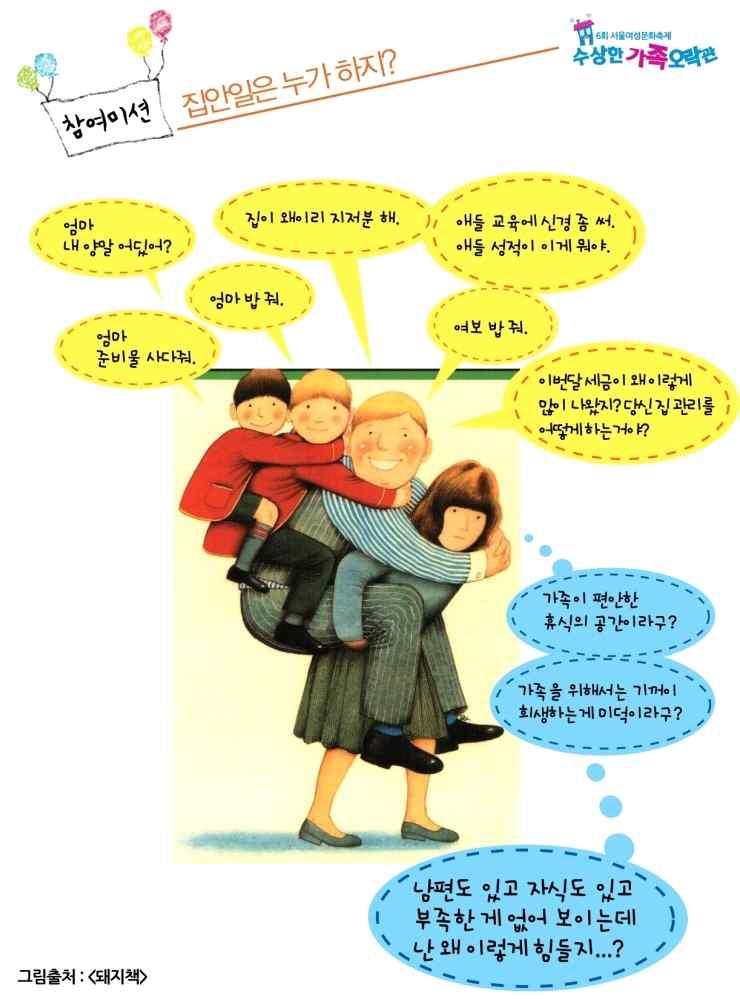 지역아동센터아동성교육 성폭력예방교육포럼 < 이상해 > 는수중카메라맨인이모가 남자, 여자 구별하기를좋아하는주인공을바다속으로데려가여러물고기들의사례를통해우리가당연하게생각하는남자역할, 여자역할들이물고기들의세계에서는오히려이상한것이되기도한다는이야기를들려준다. 이를통해주인공아이는남자역할, 여자역할이따로있는것이아님을깨닫게된다.