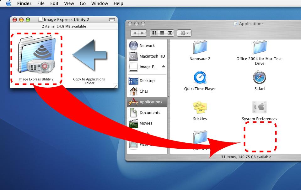 3. Convenient features ( 편리한기능 ) Mac OS에서사용 1단계 : 컴퓨터에 Mac OS용 Image Express Utility Lite 설치 1. Mac CD-ROM 드라이브에함께제공된 NEC Projector CD-ROM을넣으십시오. CD-ROM 아이콘이바탕화면에표시됩니다. 2. CD-ROM 아이콘을더블클릭하십시오.
