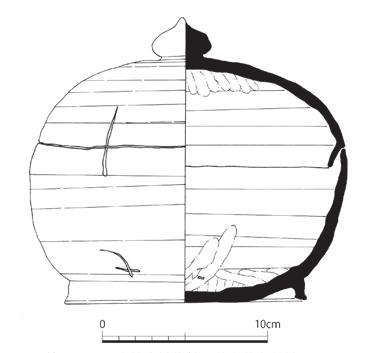 Ⅳ. 사비기 유개대부완의 제작기법과 그 특질 1. 유개대부완의 관찰 1) 국립부여박물관 소장, 부여 신암리유적 출토 유개대부완의 관찰 본 자료는 국립부여박물관이 소장한 부여 신암리유적 출토의 화장골장기이다(도면 1).