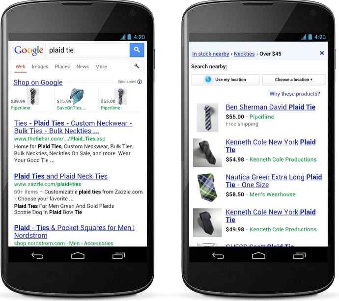 [ 그림 3-15] Google Product Listing Ads For Mobile 예시 : Google Inside AdWords(2013, 3) 2013 (enhanced