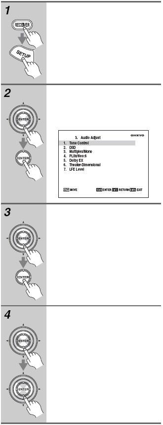 고급설정 계속 상하 [ ]/[ ] 버튼을사용하여 Loudness Plus를선택한후, 좌우 [ ]/[ ] 버튼을사용하여옵션을선택합니다. Off : Loudness Plus 기능을사용하지않습니다. On : Loudness Plus 기능을사용합니다.