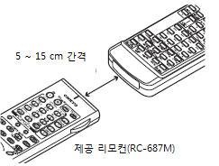 새로운명령으로학습시키고자하는버튼을누릅니다. 약 5~15 cm 간격을두고리모컨을서로마주보게한후, 리모컨인디케이터가점등할때까지다른리모컨에서학습시키고자하는버튼을누릅니다. 새로운명령어로학습시킬수없는버튼은다음과같습니다.