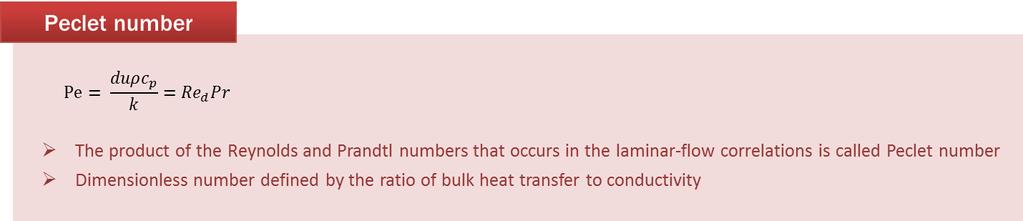Peclet 수는체적열전달을열전도계수로나눈무차원수로서물리적으로는체적열전달과전도열전달의 비율이라할수있다. 4.