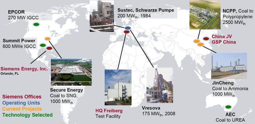 Ⅲ. 산업동향 ( 독일) 2006년독일의세계적기업인 Siemens 社는퓨쳐에너지社로부터GSP가스 화기술을인수하여 함으로써향후 IGCC IGCC의핵심기술인가스화기술과복합발전기술모두를보유 시장에투자를강화할것으로전망됨 * 자료 : PowerGEN International, 2008 < 그림 3-66> 독일 Siemens 社의세계시장진출현황 ( 영국)
