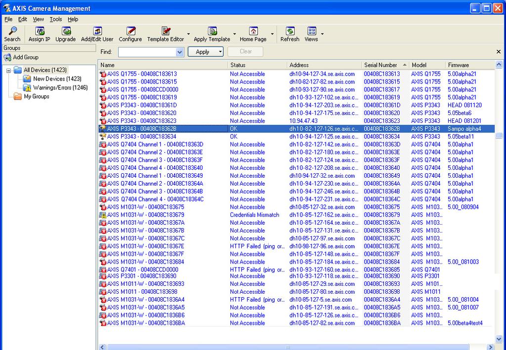 AXIS P33 Network Camera Series 설치안내서 11 페이지 AXIS Camera Management - 카메라여러대 / 대규모설치 AXIS Camera Management