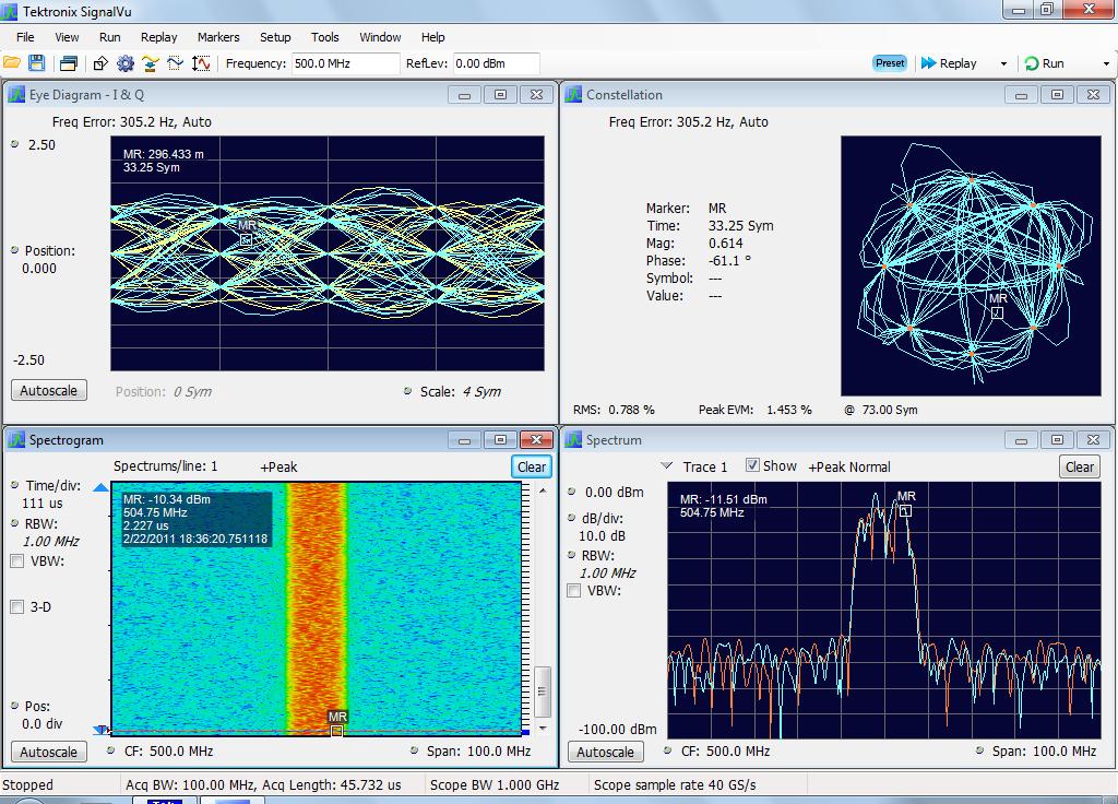 Tektronix 실시간스펙트럼분석기의신호분석엔진과 Tektronix 디지털오실로스코프의넓은대역폭획득을결합하여이제오실로스코프에서바로복잡한베이스밴드신호를평가할수있습니다. 또한디지털오실로스코프의벡터신호분석기, 스펙트럼분석기, 강력한트리거링기능모두가하나의패키지로결합되었습니다.