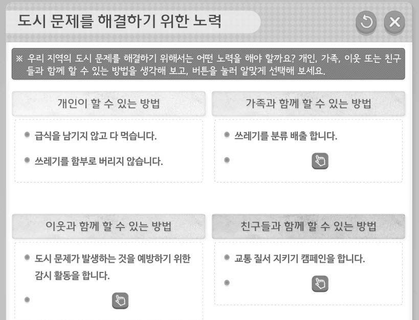 우리주변의도시문제를해결하기위해우리가할수있는해결방법들에대해생각해보기 - 정리된자료를참고하여학생수준에서할수있는노력들에대해토의해보기 -