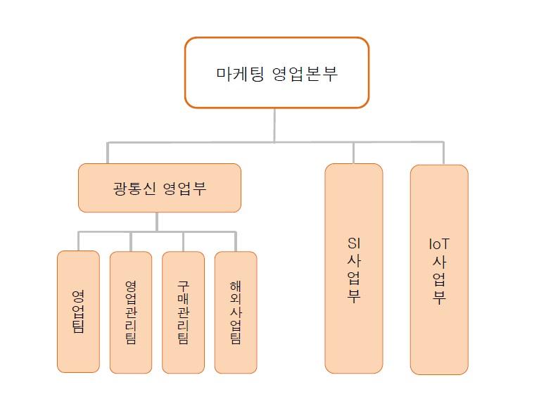 총계 17,534 27,282 15,189 (*) 별도재무제표기준으로작성하였습니다. 나. 판매경로 (1) 판매조직당사의제품판매의경로는당사마케팅영업본부의직접판매, 직접수출이대부분을차지하며주요고객사는광통신부품을제조 / 취급하는사업체입니다. 당사에서제품을공급받은사업체는바로최종수요자인통신기간망사업자또는중간단위의장비제조 / 판매업체에게이루어집니다.