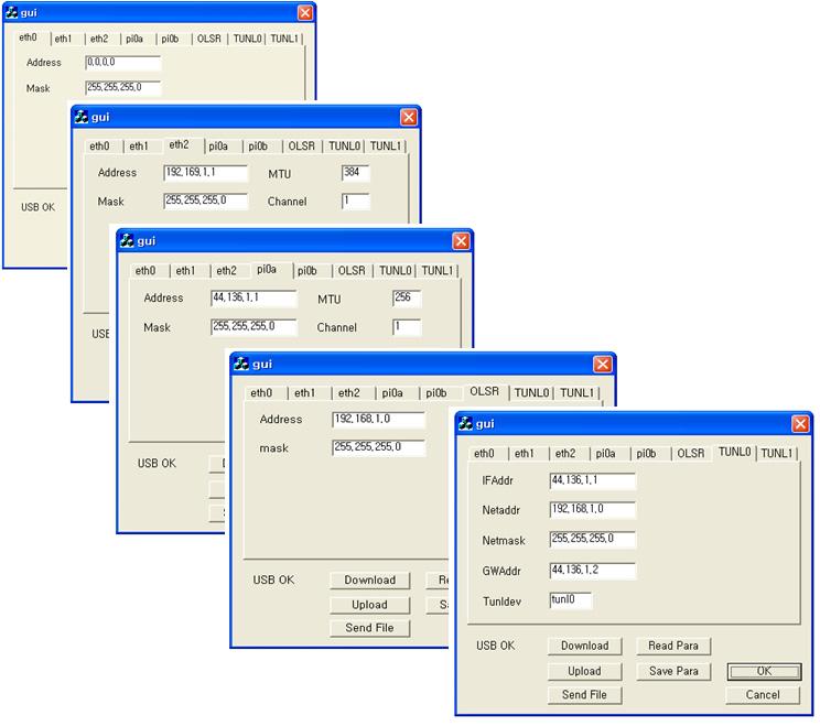 16 X 2 LCD 4 Push Switch USB 사용 Device LCD KeyPad USB H USB D 응용프로그램 제어용 S/W Network 응용 S/W (MMI, Auto Configure) (Telnet,Ping,Webserver등 ) 시스템관리 S/W (busybox, vidcat) Dynamic Routing Protocol (OLSR,