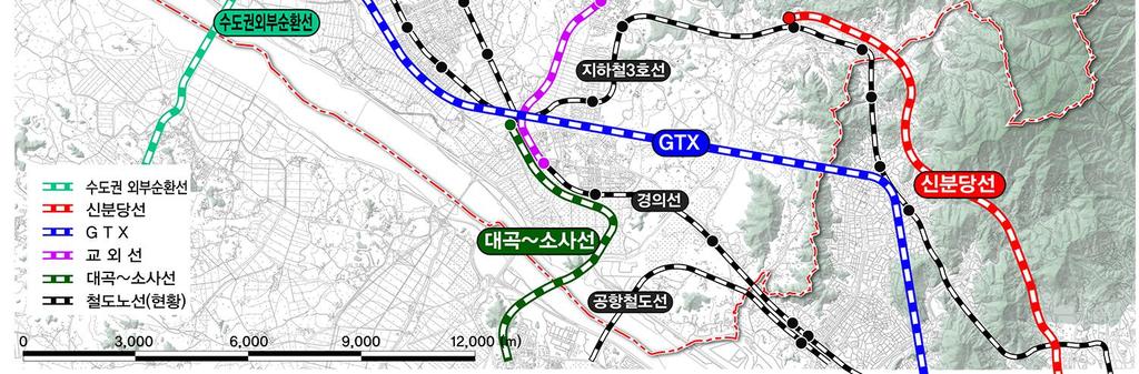 9km 수도권 외부순환선 : 삼릉~일산~김포, 연장 28.0km 대곡~소사선 : 대곡~소사, 연장 19.