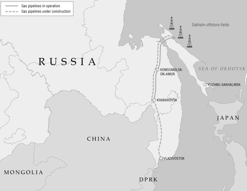 외교안보연구 제 5 권 (2009.12) < 그림 3> Sakhalin Khabarovsk Vladivostok 가스수송시스템 (GTS) 출처 : http://www.gazprom.com ( 검색일 : 2009.10.12). 러시아의가스정책중 2007년 9월에승인된 동부가스프로그램 은동북아시아가스수출과관련하여중요한사건이다.