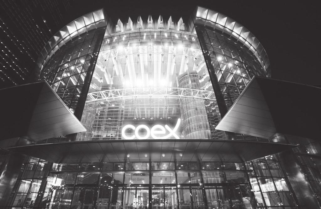 ABOUT Coex Coex, MICE 산업을선도하는글로벌리더코엑스는 1979년 3월개관이래, 전시회와국제회의개최를통한국제교류의장을마련하고비즈니스인프라를두루갖춘최고의전시문화, 관광의명소로서아시아마이스비즈니스의중심으로자리매김하였습니다.