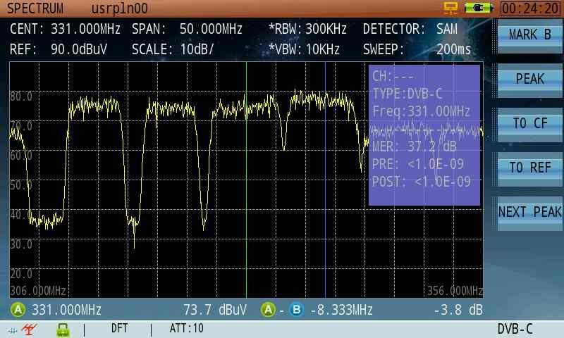 상향대역내잡음특성분석 QAM & 8VSB (CATV & 공중파 ) 신호분석 리얼 (Rea) 스펙트럼분석기 제품주요사양 측정주파수범위-I 4MHz ~ 1220MHz 험측정 1 ~ 20% 측정주파수범위-II 4MHz ~ 2150MHz 변조도측정 Range 40