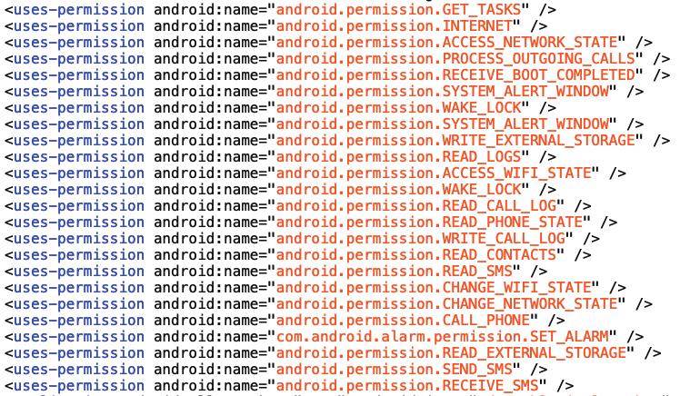보이스피싱악성앱프로파일링 ShadowVoice : When Voice Phishing met Malicious Android App 다. 악성앱주요분석요소 1) Manifest.xml 모든안드로이드애플리케이션에는루트디렉터리에 Manifest.xml 파일이있어야한다.