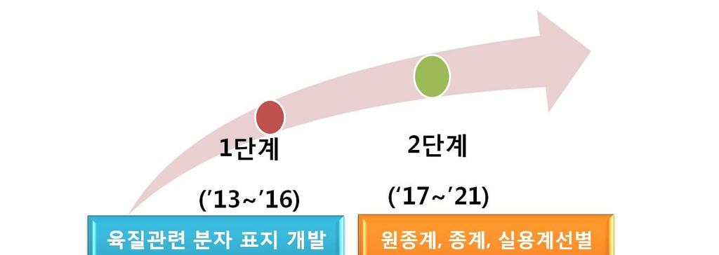 (3) 세부프로젝트의추진방법및전략 추진방법 분자유전학적, 유전체정보및지식을이용하여육질과관련된표지를선발