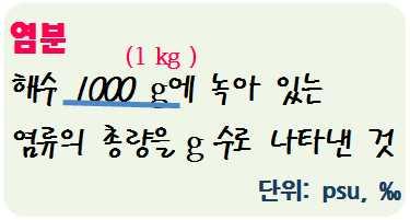 염분은해수 1000 g 에녹아있는염류의총량을 g 수